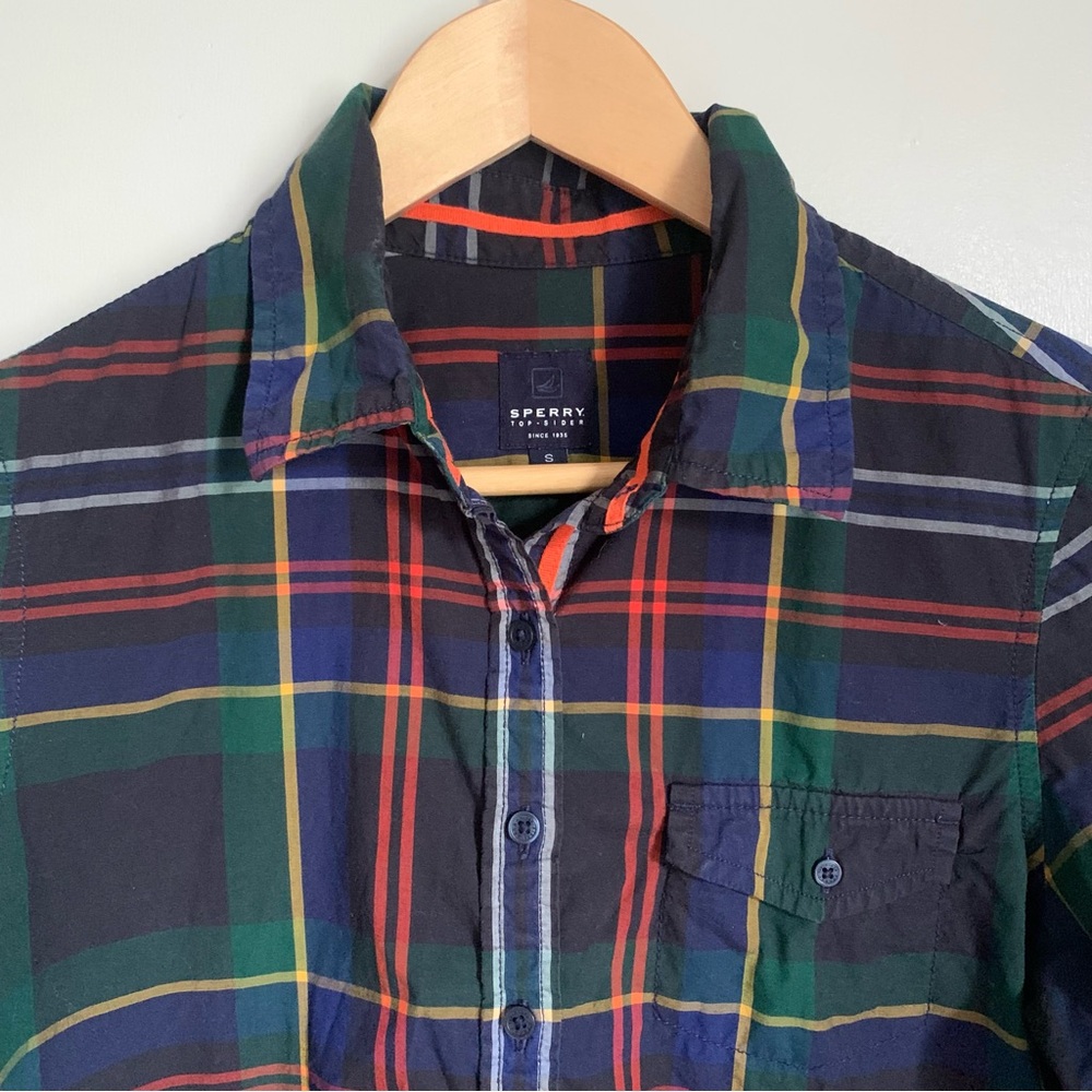 Sperry Topsider Womens Button Down Shirt Plaid Small